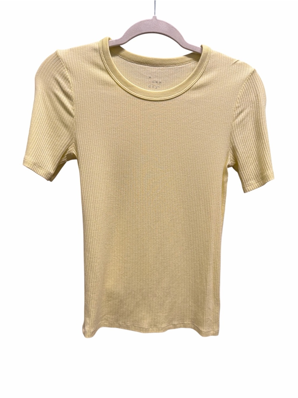 Ribbed Crewneck Tee - Pale Yellow